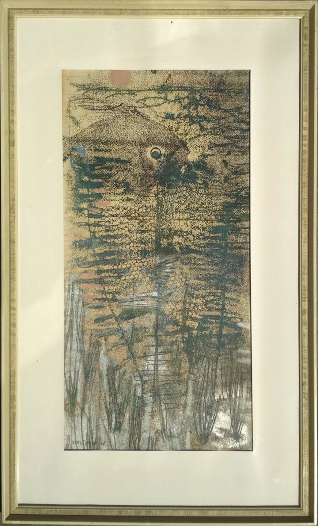 Eva Siblíková: Rybka, 1968, kombinovaná technika